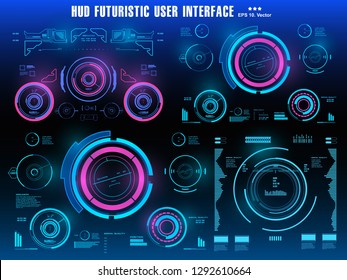 HUD futuristic blue user interface, dashboard display virtual reality technology screen, target