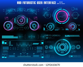 HUD futuristic blue user interface, dashboard display virtual reality technology screen, target