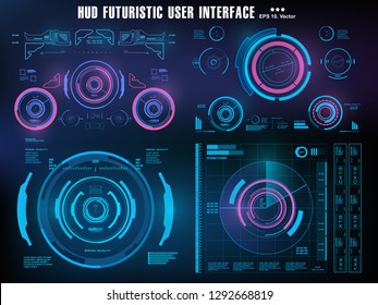 HUD futuristic blue user interface, dashboard display virtual reality technology screen, target