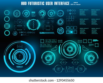 HUD futuristic blue user interface, dashboard display virtual reality technology screen, target