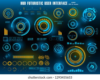 HUD futuristic blue user interface, dashboard display virtual reality technology screen, target
