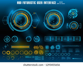 HUD futuristic blue user interface, dashboard display virtual reality technology screen, target