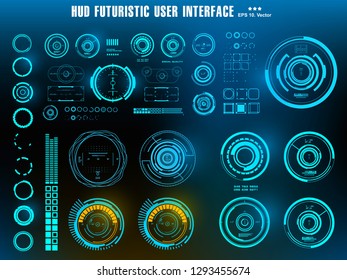 HUD futuristic blue user interface, dashboard display virtual reality technology screen, target