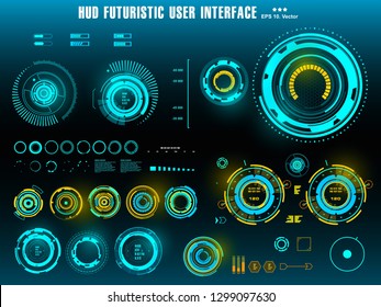 HUD futuristic blue user interface, dashboard display virtual reality technology screen, target
