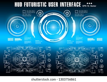 HUD futuristic blue user interface, dashboard display virtual reality technology screen, target