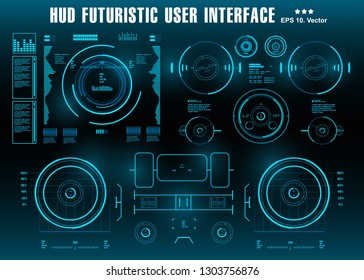 HUD Futuristic Blue User Interface, Dashboard Display Virtual Reality Technology Screen, Target