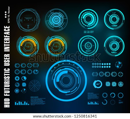 HUD futuristic blue user interface, dashboard display virtual reality technology screen, target