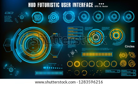 HUD futuristic blue user interface, dashboard display virtual reality technology screen, target