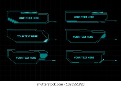 HUD Futuristic Callouts Element Template For Infographic Content Vector. Green Sci fi Abstract Digital Information Set With Copy Space Illustration.