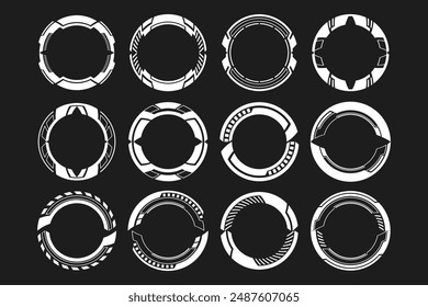 HUD Futuristic Circular UI Elements. Sci-Fi Tech Rings and Frames