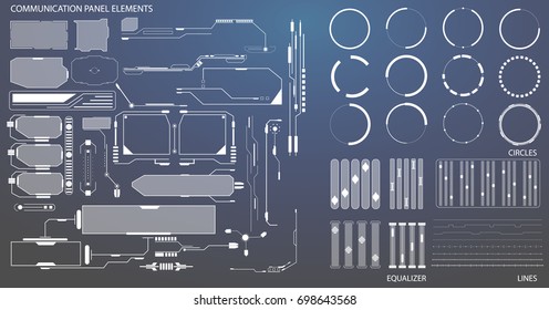 HUD Futuristic Communication Panel Element And Circles Equalizer Line Hi Tech User Interface Vector Background