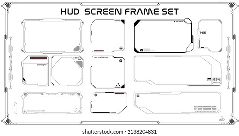 HUD Futuristic Dashboard Display UI Element or VR, Game, Infographic Design Vector. Virtual Reality Monitoring System Cyberpunk Concept Idea Illustration.