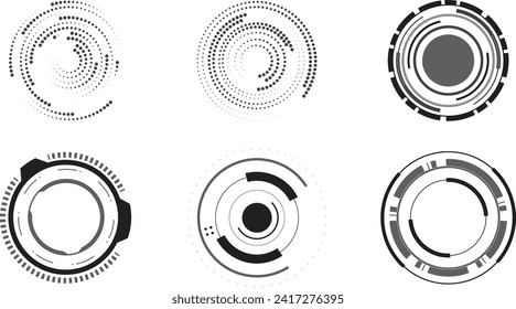 Hud futuristic design set. Circular modern hud designs.