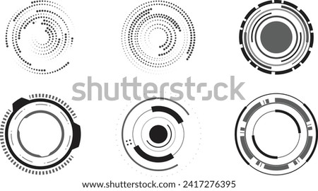 Hud futuristic design set. Circular modern hud designs.