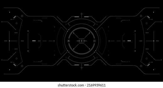 HUD Futuristic Drone, Raumschiff, Cockpit UI, GUI Screen Design Element. UI-Technologie Monitoring Virtual Reality View Display Concept Vector.