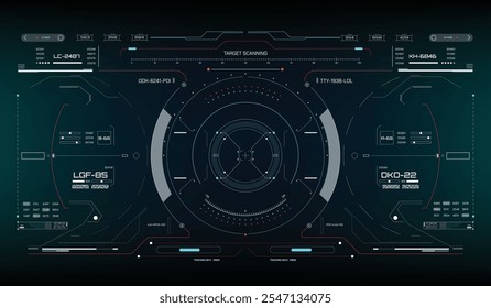 HUD Futuristic Drone, nave espacial, Radar Interface Screen Design Element. Vetor de Objeto de Exibição de Exibição de Realidade Virtual de Monitoramento de Tecnologia de Interface do Usuário.