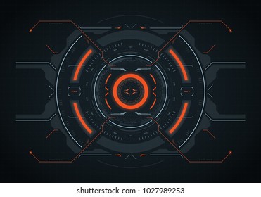 Hud futuristic element. Hi-tech user interface. Abstract virtual target. Vector illustration.