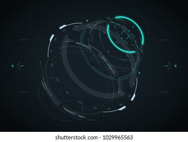 Hud futuristic element. Hi-tech user interface, 3d navigation panel. Abstract virtual technology. Vector illustration.