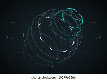 Hud futuristic element. Hi-tech user interface, 3d navigation panel. Abstract virtual technology. Vector illustration.