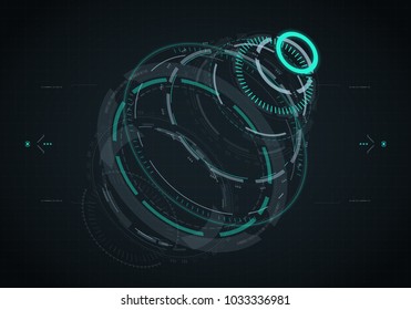 Hud futuristic element. Hi-tech user interface, 3d navigation panel. Abstract virtual technology. Vector illustration.
