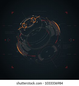 Hud futuristic element. Hi-tech user interface, 3d navigation panel. Abstract virtual technology. Vector illustration.