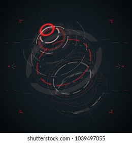 Hud futuristic element. Hi-tech user interface, 3d navigation panel. Abstract virtual technology. Vector illustration.