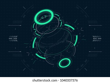 Hud futuristic element. Hi-tech user interface, 3d navigation panel. Abstract virtual technology. Vector illustration.