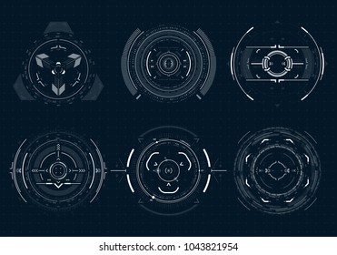 Hud futuristic element. Hi-tech user interface. Abstract virtual target. Vector illustration.