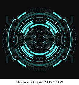 Hud futuristic element. Hi-tech user interface. Abstract virtual target. Vector illustration.