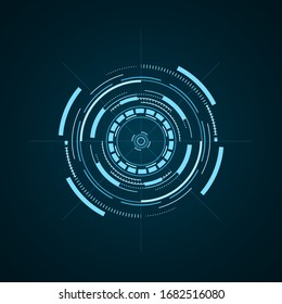Hud futuristic element isolated on dark background. Hi-tech user interface. Abstract virtual target. Vector illustration
