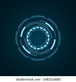 Hud futuristic element isolated on dark background. Hi-tech user interface. Abstract virtual target. Vector illustration