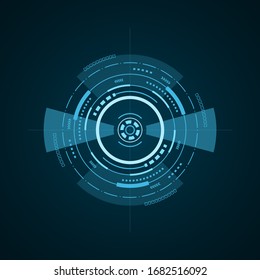 Hud futuristisches Element einzeln auf dunklem Hintergrund. Hightech-Benutzeroberfläche. Abstraktes virtuelles Ziel. Vektorillustration