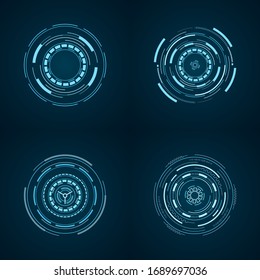 Hud futuristic element isolated on dark background. Hi-tech user interface. Abstract virtual target. Vector illustration