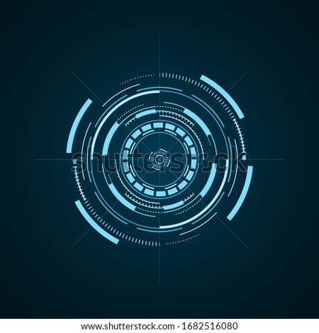 Hud futuristic element isolated on dark background. Hi-tech user interface. Abstract virtual target. Vector illustration