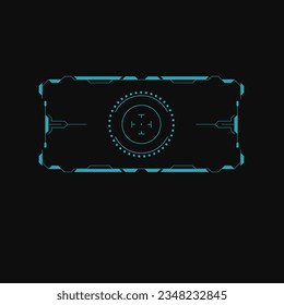 HUD Futuristic Elements Automatic Target Scan User Screen Interface Vector. Virtual Abstract Scifi Crosshair Game Control Monitor Panel.