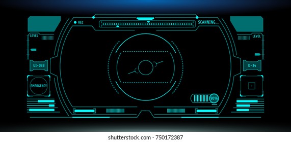 HUD Futuristic Elements Automatic Target Scan User Screen Interface Vector. Grüne abstrakte Scifi-Kontrollmonitor-Bildschirmaufzeichnung