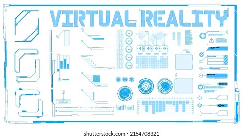 HUD Futuristic Elements Basic Communication Concept Vector Set.  HUD aim control frame interface, futuristic target vector screen ui of Sci Fi game. 