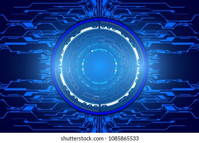 HUD Futuristic Elements Cyber Technology Hi Tech Blue Scifi System Connection Network Vector Background