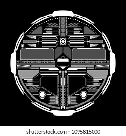 HUD Futuristic Elements Data Communication Indicator Status In Circle Panel Vector. White Abstract Future Scifi Information Report Object Illustration.