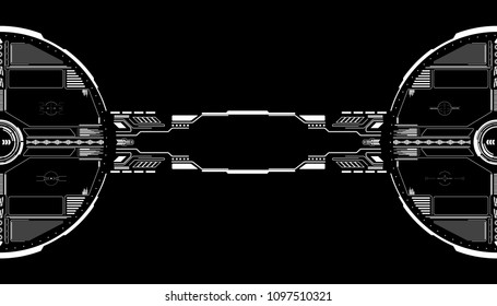 HUD Futuristic Elements Data Communication Transfer Panel Vector. Abstract White Future Scifi Information Report Screen Object Illustration.
