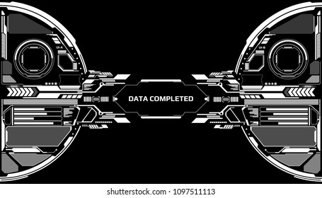 HUD Futuristic Elements Data Communication Transfer Panel Vector. Abstract White Future Scifi Information Report Screen Object Illustration.