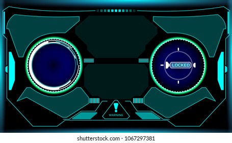 HUD Futuristic Elements Security Mask Concept Vector Background. Virtual Cyber Safety Scan Helmet Illustration