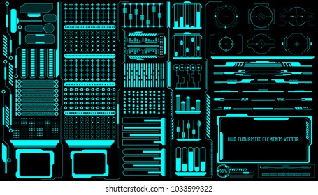 HUD Futuristic Elements Set By Pattern And Loading Bars Screen Crosshair Target Screen FrameInclude For Game User Interface Or App Vector Background