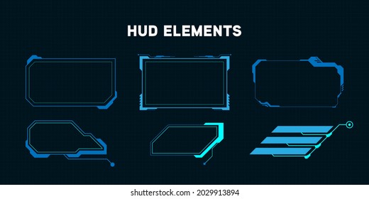 HUD Futuristic Elements Set With Virtual Hi Scifi Technology Gadget Interface For Game App UI Illustration.