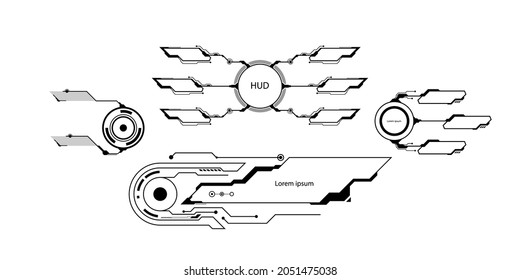 HUD Futuristic Elements Set Con Interfaz Virtual Hi Scifi Technology Gadget Para Ilustración De Interfaz De Usuario De Aplicaciones De Juego.