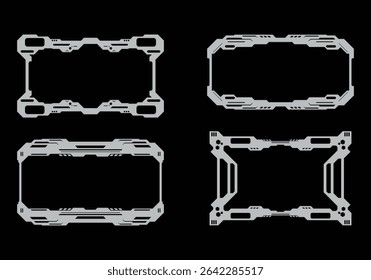 HUD futuristic frame border game streetwear elements collection set panel cyber sci-fi, onate cyber space cyberpunk interface editable