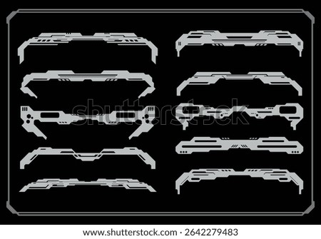 HUD futuristic frame border game streetwear elements collection set panel cyber sci-fi, corner space cyberpunk interface editable
