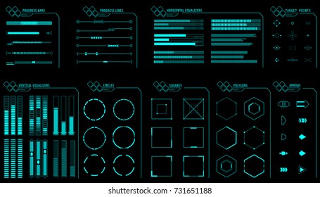 HUD Futuristic Gadget User Interface Elements Set Vector