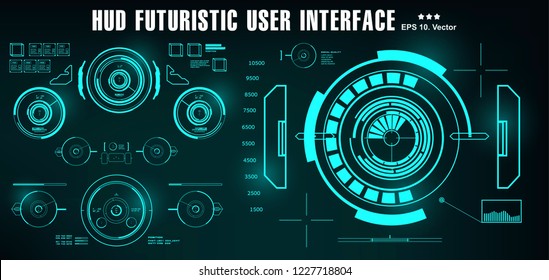 HUD futuristic green user interface, dashboard display virtual reality technology screen