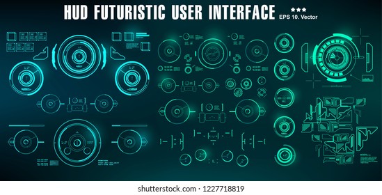 HUD futuristic green user interface, dashboard display virtual reality technology screen